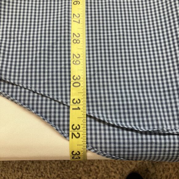Lands End Blue Check Gingham Long Sleeve Button Up Shirt Size 17.5 -  36 TALL - Picture 7 of 10